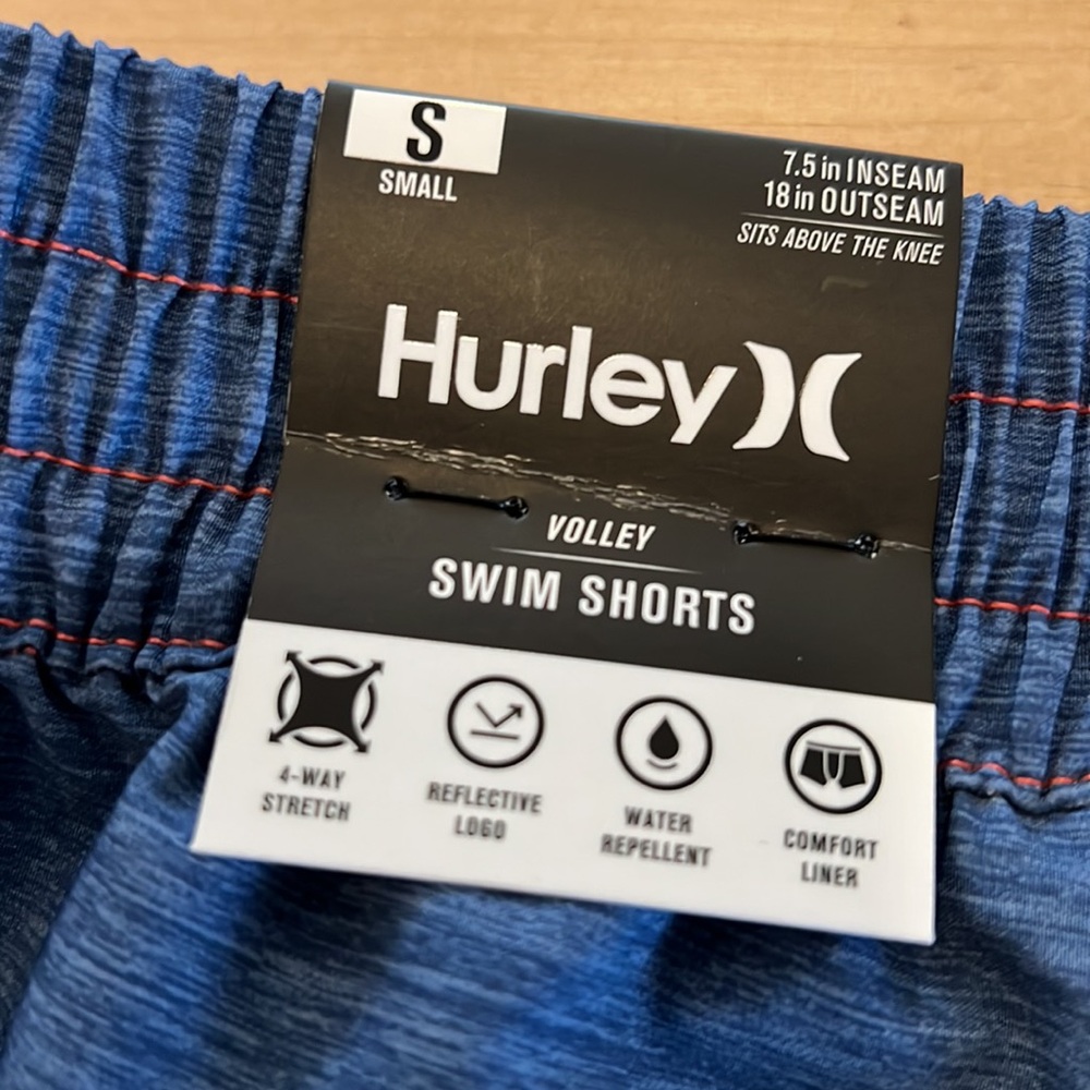 Hurley Swim Shorts size small petite red blue NWT - Picture 3 of 5